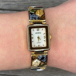 Vintage Geneva Quartz Watch for Women with Colorful Crystals